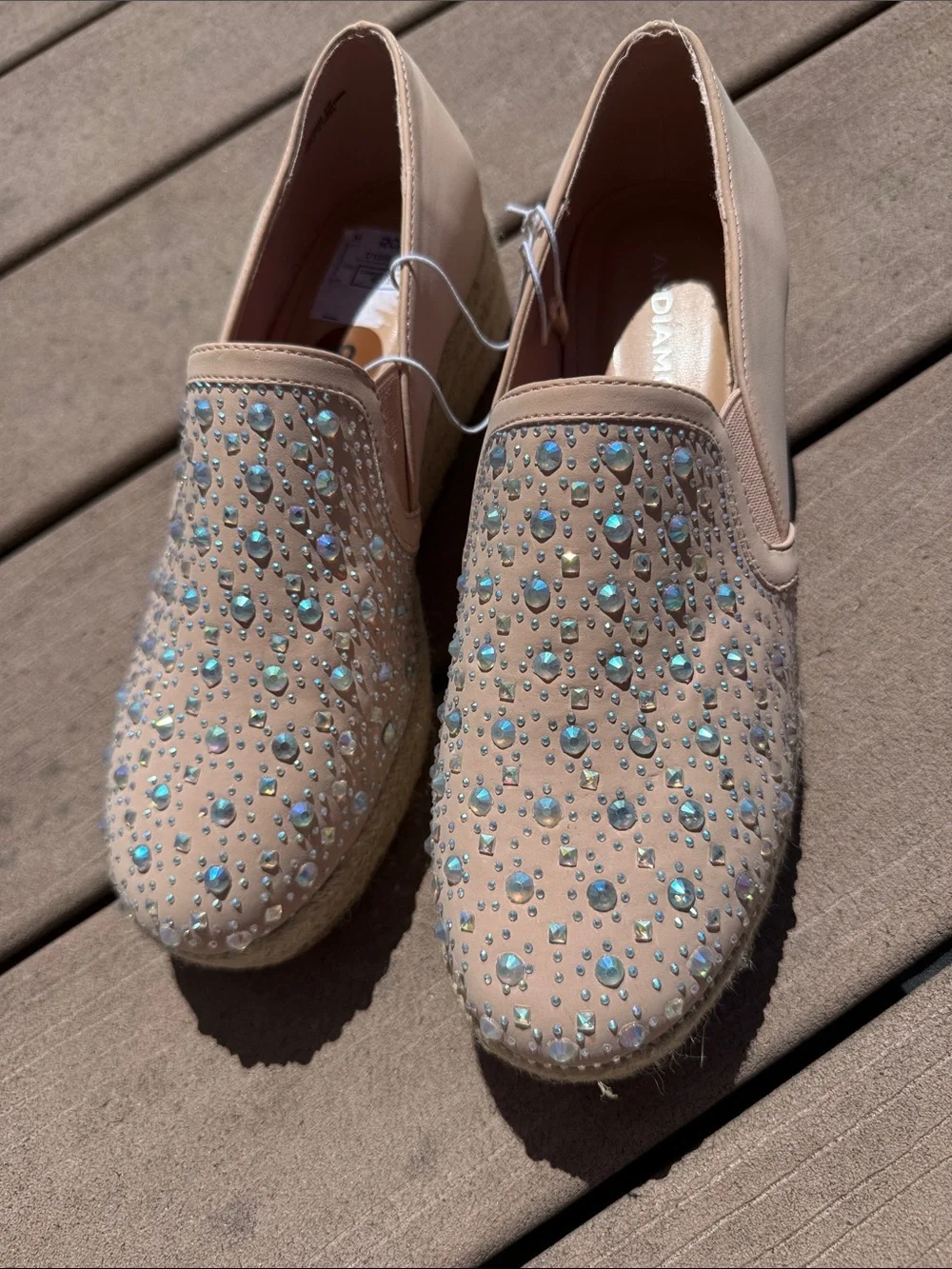 Diamond Supply Co. Nude Crystal-Embellished Slip-On Espadrilles